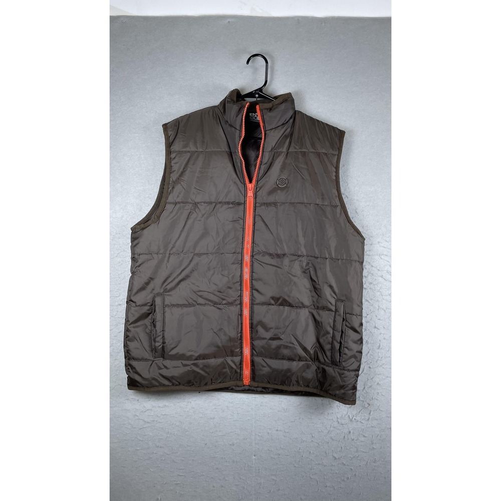 Enyce Vest Mens XL‎ Brown Puffer Full Zip Insulated Stand Collar Warm Outdoor